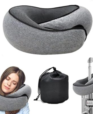 WEERSHUN Travel Pillow for Airplanes, 2026 New Memory Foam Neck Pillow with Chin Wrap for Traveling, Suitable for Airplanes, Offices and Cars (Dark Gray)