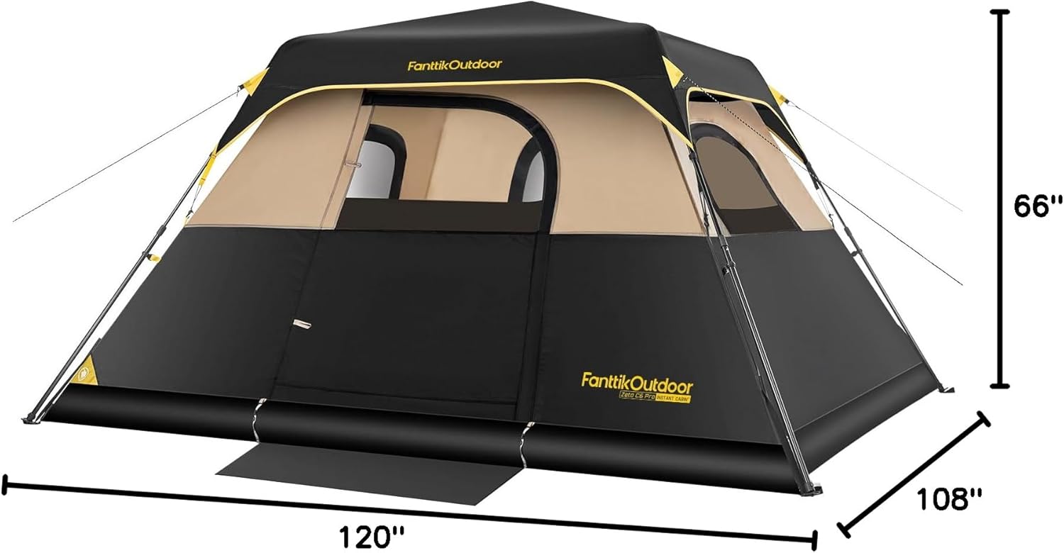 FanttikOutdoor Camping Tent 4/6/8/10 Person Instant Cabin Tent Setup in 60 Seconds with Rainfly & Windproof Portable with Carry Bag for Family Camping & Hiking - Image 9
